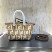 Uubags | Fendi Mini Roll FF beige jacquard mini bag 13x11x15.5cm - 2