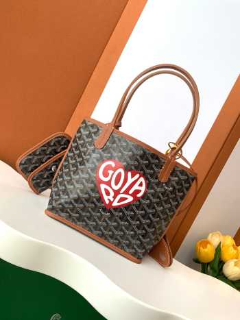 Uubags | Goyard Anjou Mini bag in black and tan 20x10x20cm