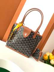 Uubags | Goyard Anjou Mini bag in black and tan 20x10x20cm - 5