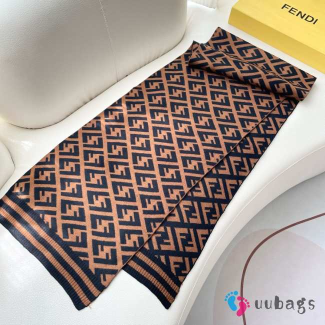 Uubags | Fendi brown wool and cashmere scarf 36x180cm - 1