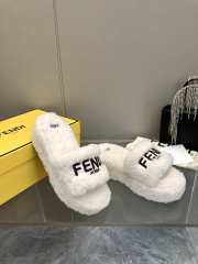 Uubags | Fendi fur slides in white 6cm - 3