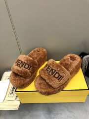 Uubags | Fendi fur slides in brown 6cm - 1