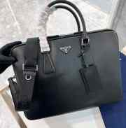 Uubags | Prada two-compartment briefcase in black 28x38x6.5cm - 2