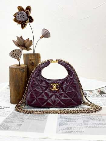 Uubags | Chanel AS4966 hobo bag in burgundy 20x7x19cm