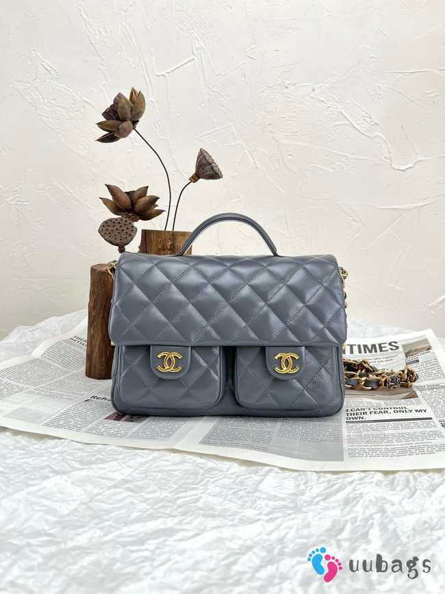 Uubags | Chanel 24a handle bag grey 25x5x18cm - 1