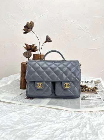 Uubags | Chanel 24a handle bag grey 25x5x18cm