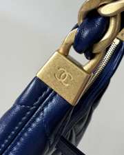 Uubags | Chanel Small Hobo Bag Shiny Lambskin & Gold Plated Metal Blue 22.5x19.5x8.5cm - 3