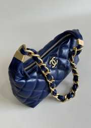 Uubags | Chanel Hobo Bag Shiny Lambskin & Gold Plated Metal Blue 24x26x9.5cm - 2