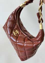 Uubags | Chanel Hobo Bag Shiny Lambskin & Gold Plated Metal Brown 24x26x9.5cm - 6