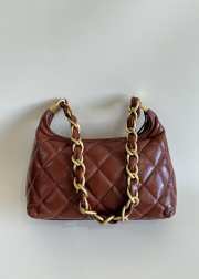 Uubags | Chanel Hobo Bag Shiny Lambskin & Gold Plated Metal Brown 24x26x9.5cm - 3