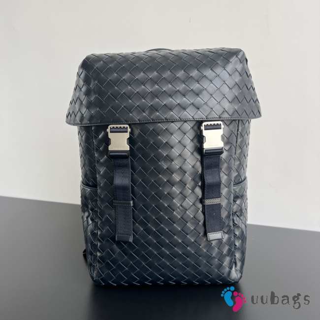 Uubags | Bottega Veneta Intrecciato Flap Backpack In Black  38x26x15cm - 1