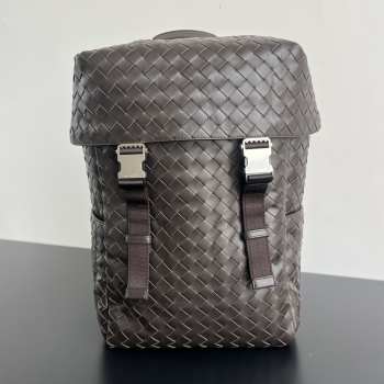 Uubags | Bottega Veneta Intrecciato Flap Backpack In Brown 38x26x15cm