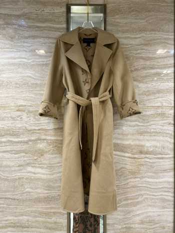 Uubags | Louis Vuitton 1AB77L Signature Double Face Long Wrap Coat In Beige