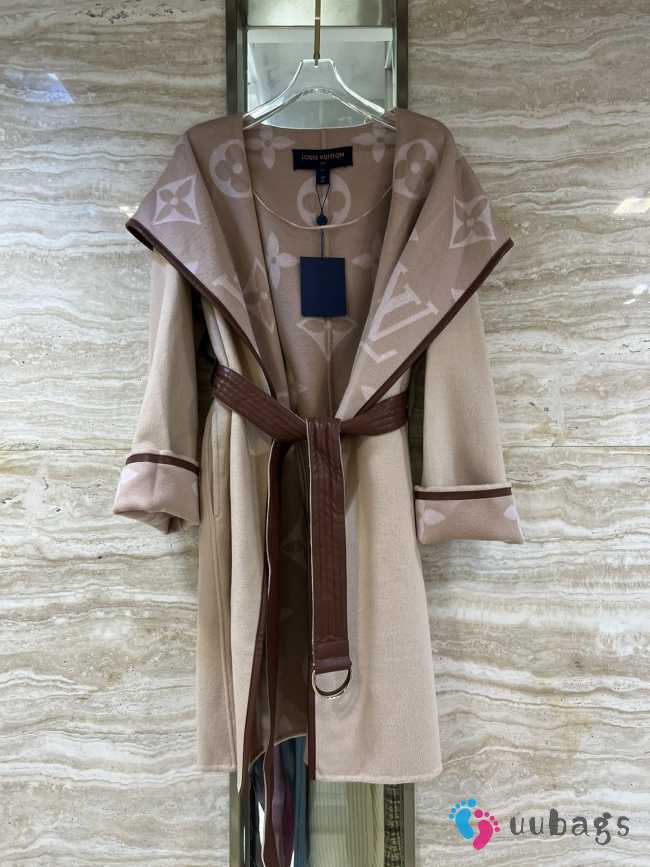 Uubags | Louis Vuitton 1A4PE7 Hooded Wrap Coat In Brown - 1