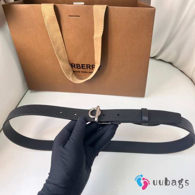 Uubags | Burberry Leather Rocking Horse Belt In Black 2.5cm with Silver Buckle - 1