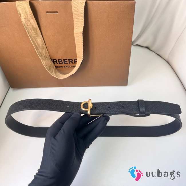 Uubags | Burberry Leather Rocking Horse Belt In Black 2.5cm with Gold Buckle - 1