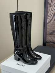 Uubags | Les Bottes Celine Triomphe High Boot in Black Patent Calfskin - 1