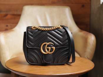 Uubags | Gucci GG Marmont Mini Shoulder Bag In Black 18x15x8cm