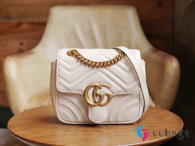 Uubags | Gucci GG Marmont Mini Shoulder Bag In White 18x15x8cm - 1