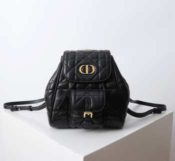 Uubags | Small Dior Caro Backpack Black Macrocannage Lambskin 19.5x18.5x8.5cm