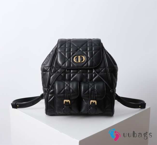 Uubags | Medium Dior Caro Backpack Black Macrocannage Lambskin 23x26.7x12.5cm - 1