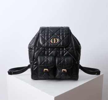 Uubags | Medium Dior Caro Backpack Black Macrocannage Lambskin 23x26.7x12.5cm