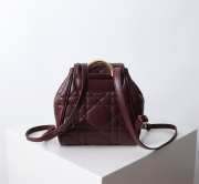 Uubags | Small Dior Caro Backpack Burgundy Macrocannage Lambskin 19.5x18.5x8.5cm - 6