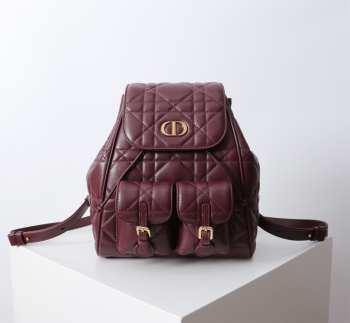 Uubags | Medium Dior Caro Backpack Burgundy Macrocannage Lambskin 23x26.7x12.5cm