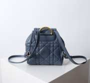 Uubags | Small Dior Caro Backpack Blue Macrocannage Lambskin 19.5x18.5x8.5cm - 5