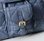 Uubags | Small Dior Caro Backpack Blue Macrocannage Lambskin 19.5x18.5x8.5cm - 2