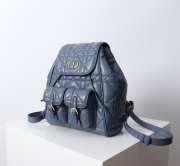 Uubags | Medium Dior Caro Backpack Blue Macrocannage Lambskin 23x26.7x12.5cm - 6