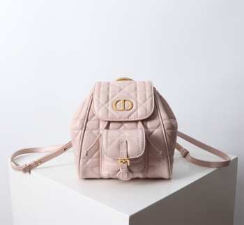 Uubags | Small Dior Caro Backpack Pink Macrocannage Lambskin 19.5x18.5x8.5cm