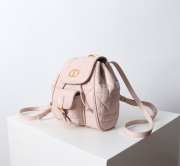 Uubags | Small Dior Caro Backpack Pink Macrocannage Lambskin 19.5x18.5x8.5cm - 6