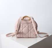 Uubags | Small Dior Caro Backpack Pink Macrocannage Lambskin 19.5x18.5x8.5cm - 4