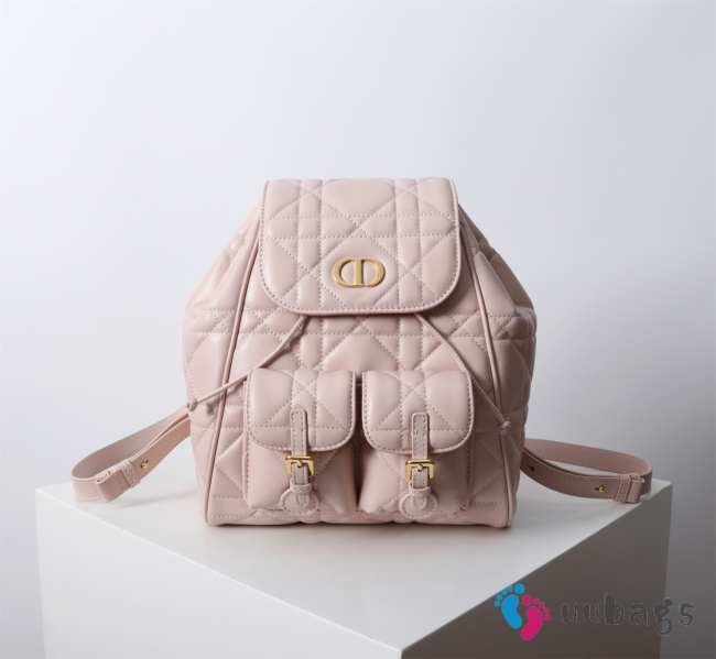 Uubags | Medium Dior Caro Backpack Pink Macrocannage Lambskin 23x26.7x12.5cm - 1