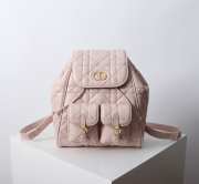 Uubags | Medium Dior Caro Backpack Pink Macrocannage Lambskin 23x26.7x12.5cm - 1