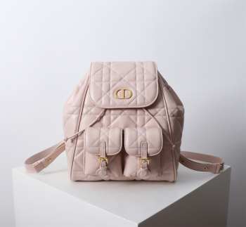 Uubags | Medium Dior Caro Backpack Pink Macrocannage Lambskin 23x26.7x12.5cm