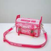 Uubags | Diorcamp small bag pink and white Mizza embroidery 23x15x8cm - 4