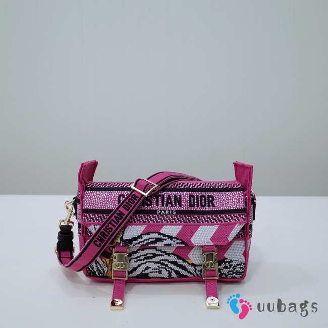 Uubags | Diorcamp small bag purple and white Mizza embroidery 23x15x8cm - 1