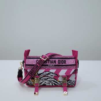 Uubags | Diorcamp small bag purple and white Mizza embroidery 23x15x8cm