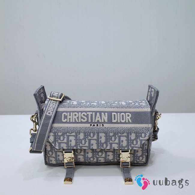 Uubags | Diorcamp small bag grey and white Mizza embroidery 23x15x8cm - 1