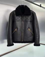 Uubags | Louis Vuitton Shearling Embroidered Leather Jacket In Black  - 1