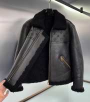 Uubags | Louis Vuitton Shearling Embroidered Leather Jacket In Black  - 3