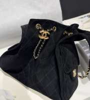 Uubags | Chanel 25C drawstring bucket bag velvet leather with gold buckle 31x15x41cm - 5