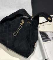 Uubags | Chanel 25C drawstring bucket bag velvet leather with gold buckle 31x15x41cm - 3