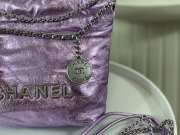 Uubags | Chanel 22 Mini Bag Metallic Dark Purple Lambskin & Lacquered Metal Silver 19x20x6.5cm - 3