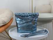 Uubags | Chanel 22 Mini Bag Metallic Light Blue Lambskin & Lacquered Metal Silver 19x20x6.5cm - 1