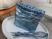 Uubags | Chanel 22 Mini Bag Metallic Light Blue Lambskin & Lacquered Metal Silver 19x20x6.5cm - 3