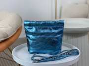 Uubags | Chanel 22 Mini Bag Metallic Blue Lambskin & Lacquered Metal Silver 19x20x6.5cm - 6