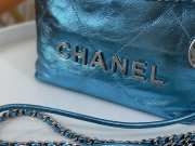 Uubags | Chanel 22 Mini Bag Metallic Blue Lambskin & Lacquered Metal Silver 19x20x6.5cm - 5